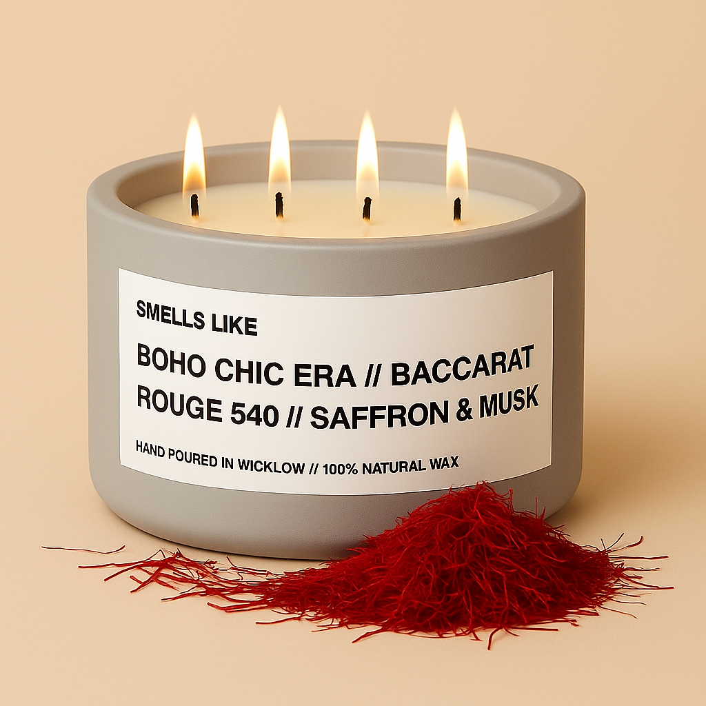 Smells Like Baccarat Rouge 540 Inspired Luxury Large Scented Candle - Light Grey Ceramic Candle - hand-poured candle - 100% natural Rapeseed candle wax, Coconut candle wax & Beeswax Candle wax -Made in Wicklow Ireland