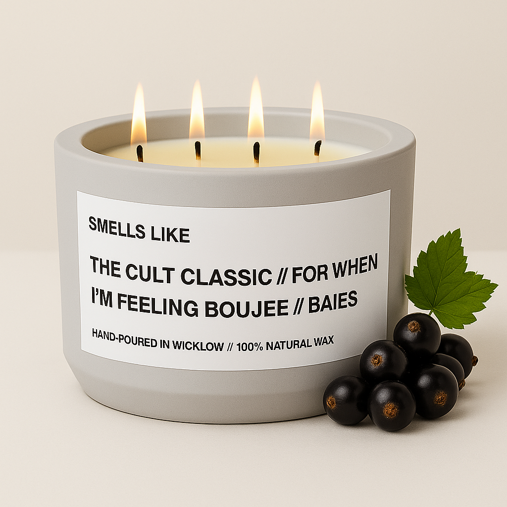 Smells Like Diptyque Baies Dupe Luxury Large Scented Candle - Light Grey Ceramic Candle - distressed leather and wild patchouli - 100% natural Rapeseed candle wax, Coconut candle wax & Beeswax Candle wax -Made in Wicklow Ireland