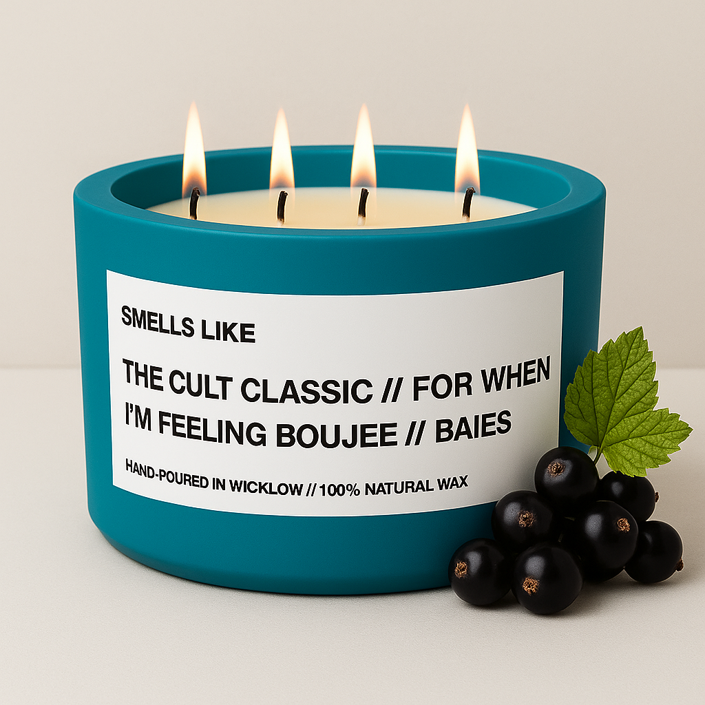 Smells Like Diptyque Baies Dupe Luxury Large Scented Candle - Teal Ceramic Candle - distressed leather and wild patchouli - 100% natural Rapeseed candle wax, Coconut candle wax & Beeswax Candle wax -Made in Wicklow Ireland