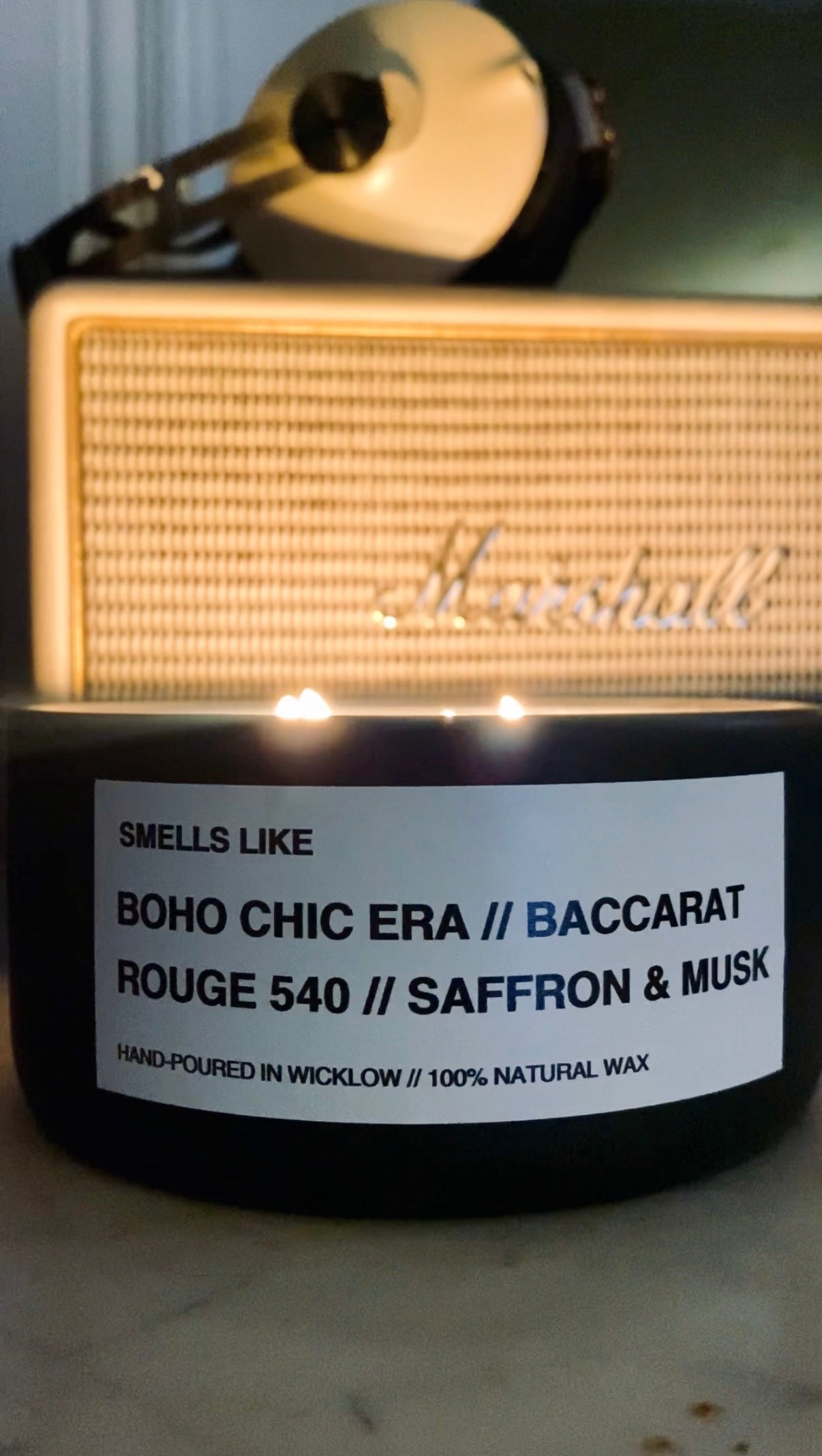Smells Like Baccarat Rouge 540 Inspired Large Scented Candle - Matt Black Ceramic Candle - hand-poured candle - 100% natural Rapeseed candle wax, Coconut candle wax & Beeswax candle wax -Made in Wicklow Ireland