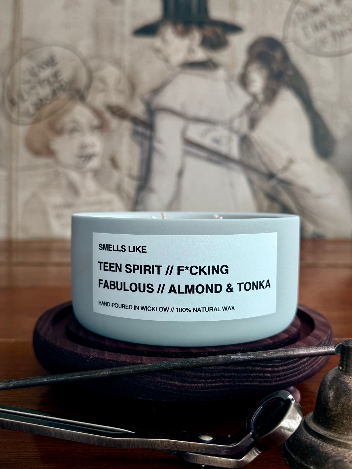 Smells Like Tom Ford F*cking Fabulous Dupe Large Scented Candle - Light Grey Ceramic Candle - hand-poured candle - 100% natural Rapeseed candle wax, Coconut candle wax & Beeswax Candle wax -Made in Wicklow Ireland