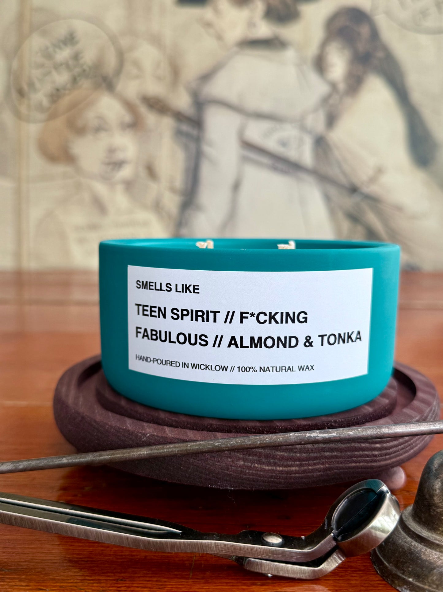 Smells Like Tom Ford F*cking Fabulous Dupe Large Scented Candle - Deep Teal Ceramic Candle - hand-poured candle - 100% natural Rapeseed candle wax, Coconut candle wax & Beeswax Candle wax -Made in Wicklow Ireland