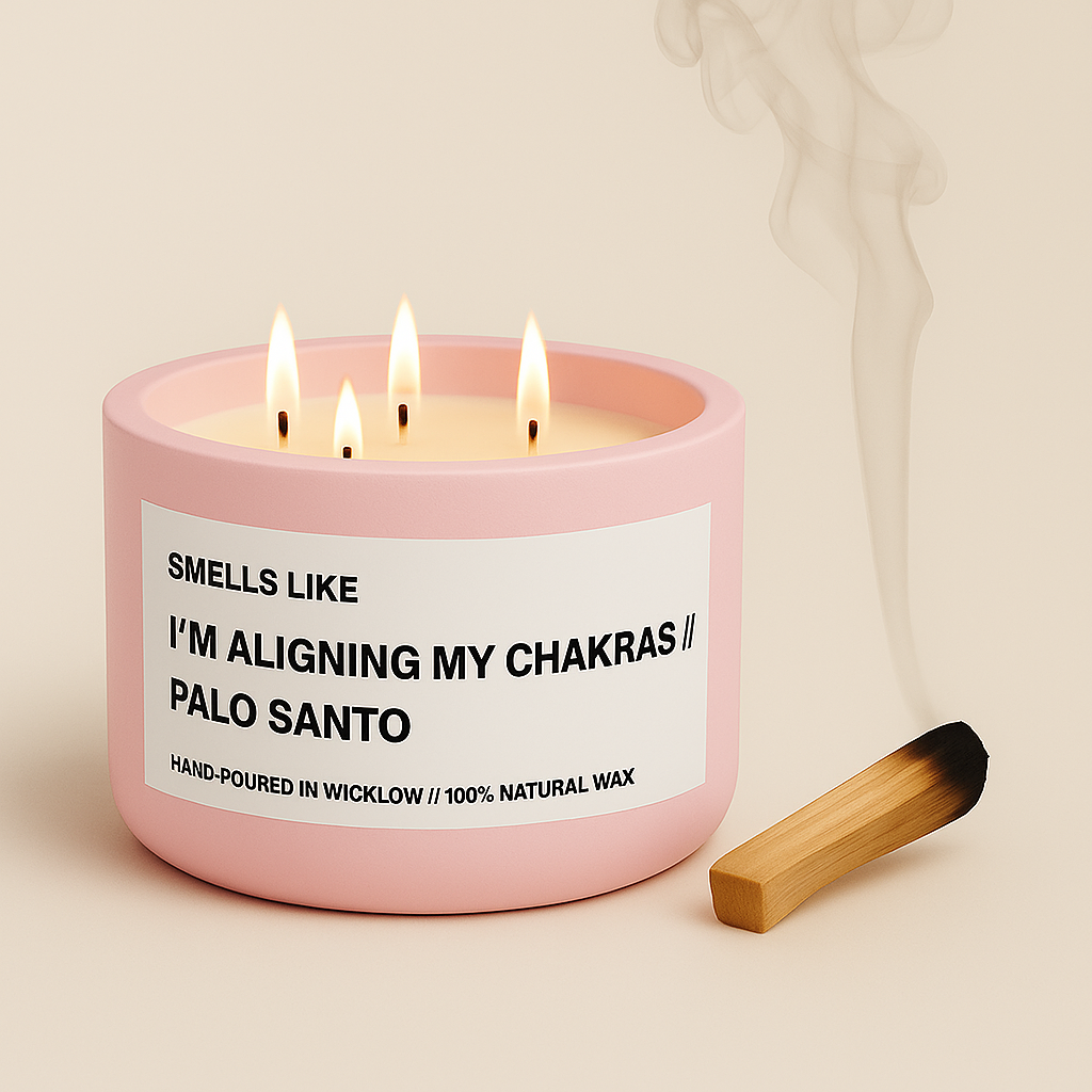 Smells Like Palo Santo Luxury Large Scented Candle - Baby Pink Ceramic Candle - hand-poured candle - 100% natural Rapeseed candle wax, Coconut candle wax & Beeswax Candle wax - Made in Wicklow Ireland