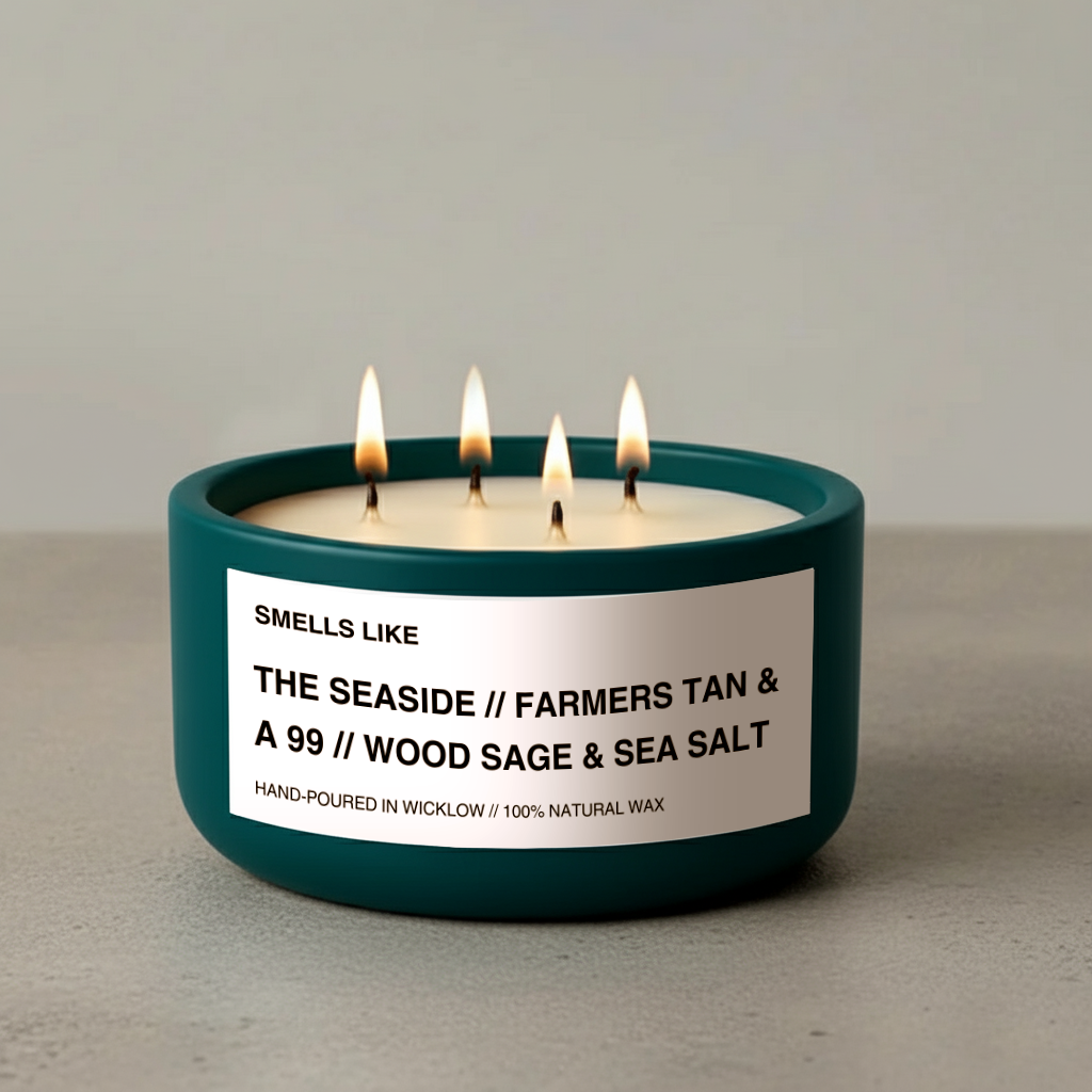 Smells Like Jo Malone Wood Sage and Sea Salt Inspired Large Scented Candle - Deep Teal Ceramic Candle – bergamot, sage and amber - 100% natural Rapeseed candle wax, Coconut candle wax & Beeswax Candle wax -Made in Wicklow Ireland