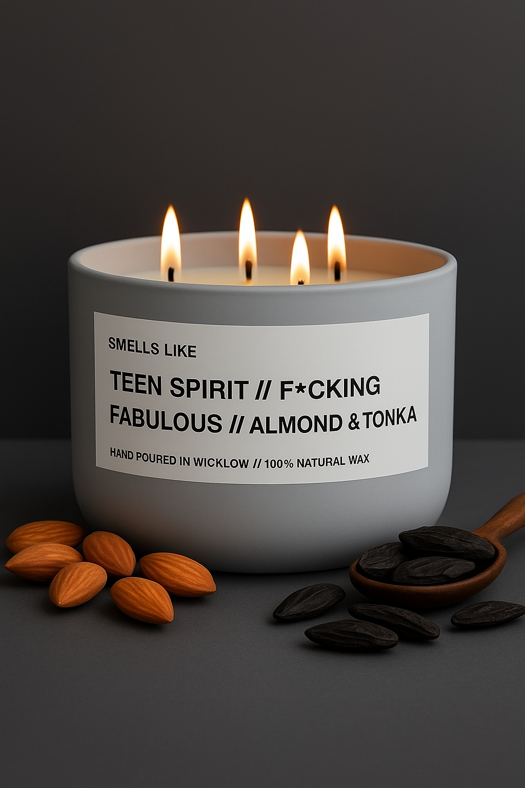 Smells Like Tom Ford F*cking Fabulous Dupe Luxury Large Scented Candle - Light Grey Ceramic Candle - hand-poured candle - 100% natural Rapeseed candle wax, Coconut candle wax & Beeswax Candle wax -Made in Wicklow Ireland