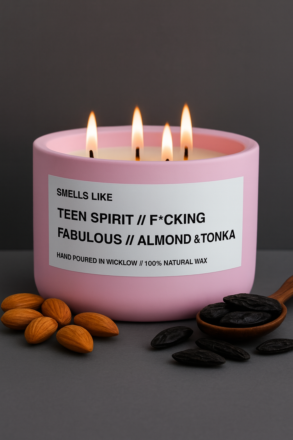 Smells Like Tom Ford F*cking Fabulous Dupe Luxury Large Scented Candle - Baby Pink Ceramic Candle - hand-poured candle - 100% natural Rapeseed candle wax, Coconut candle wax & Beeswax Candle wax - Made in Wicklow Ireland