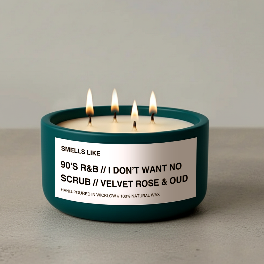 Smells Like Jo Malone Velvet Rose & Oud Dupe Large Scented Candle - Deep Teal Ceramic Candle - hand-poured candle - 100% natural Rapeseed candle wax, Coconut candle wax & Beeswax Candle wax -Made in Wicklow Ireland