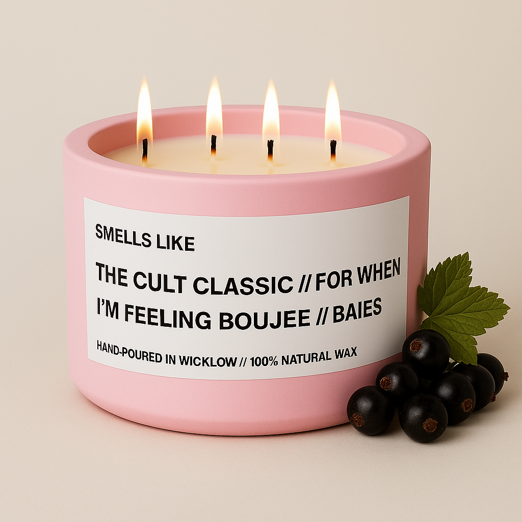 Smells Like Diptyque Baies Dupe Luxury Large Scented Candle - Baby Pink Ceramic Candle - distressed leather and wild patchouli - 100% natural Rapeseed candle wax, Coconut candle wax & Beeswax Candle wax -Made in Wicklow Ireland