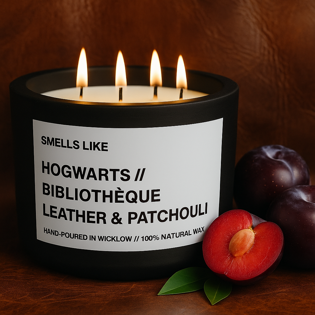 Smells Like Byredo Bibliotheque Dupe Large Scented Candle - Matt Black Ceramic Candle - distressed leather and wild patchouli - 100% natural Rapeseed candle wax, Coconut candle wax & Beeswax Candle wax -Made in Wicklow Ireland