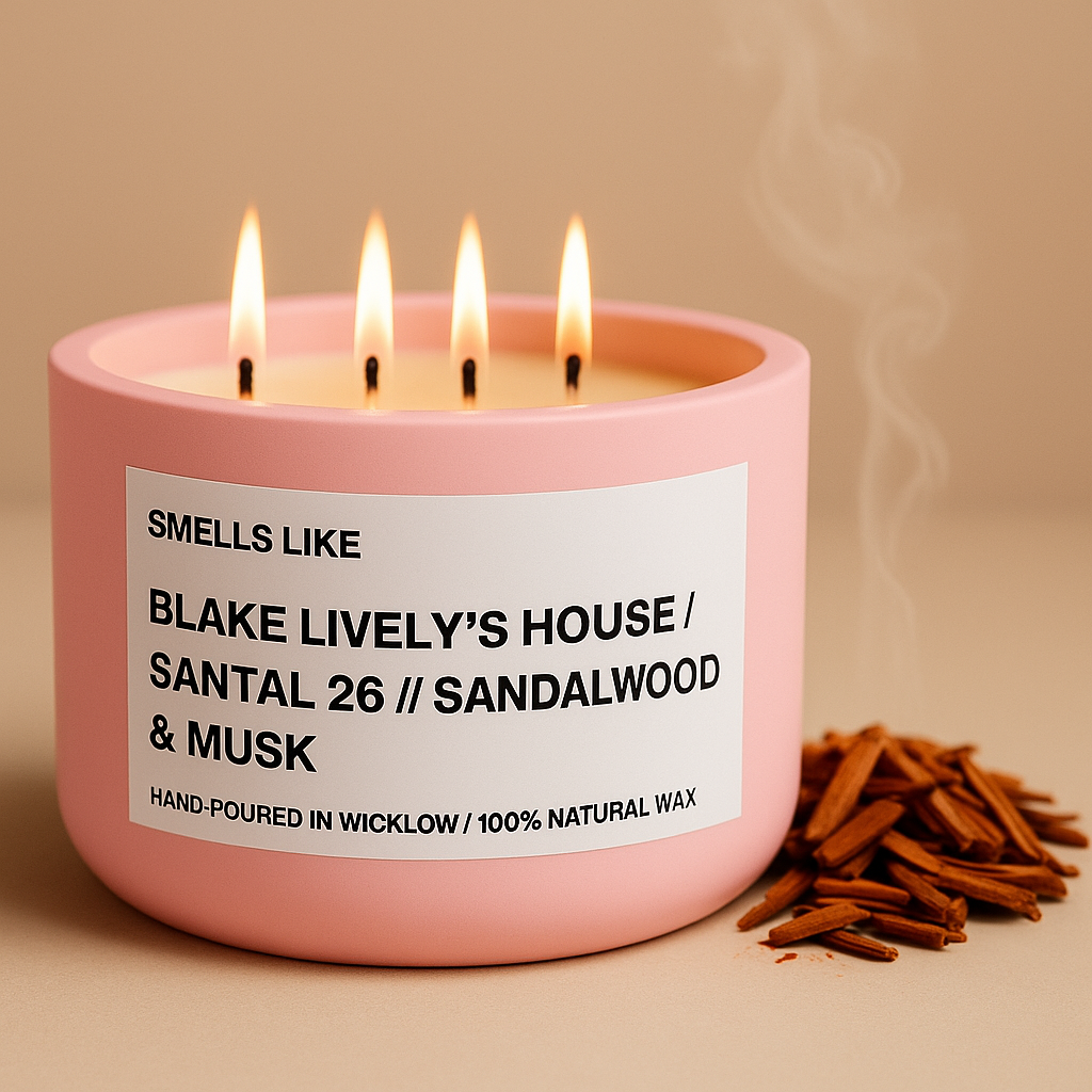 Smells Like Le Labo Santal 26 Dupe Scented Candle – Blake Lively House - Baby Pink Ceramic Candle - hand-poured candle - 100% natural Rapeseed candle wax, Coconut candle wax & Beeswax Candle wax -Made in Wicklow Ireland