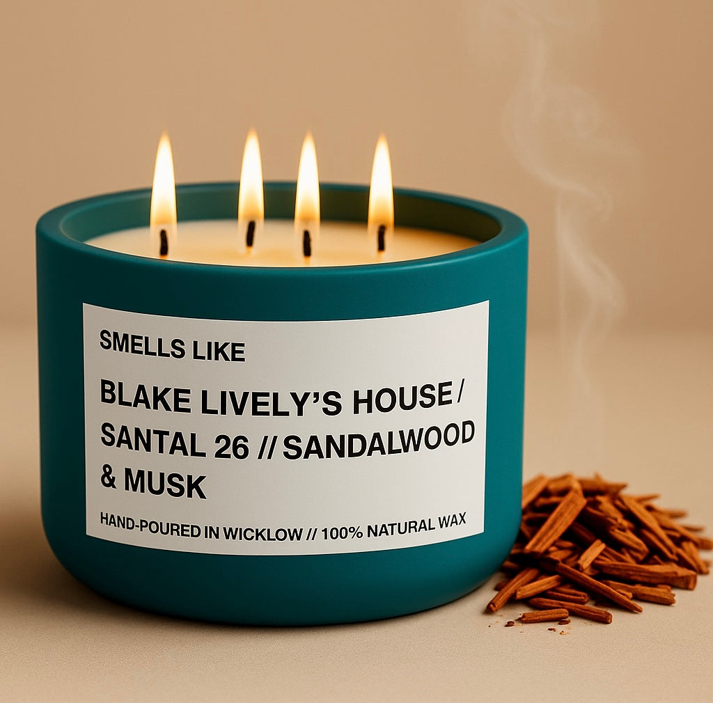 Smells Like Le Labo Santal 26 Dupe Scented Candle – Blake Lively House - Deep Teal Ceramic Candle - hand-poured candle - 100% natural Rapeseed candle wax, Coconut candle wax & Beeswax Candle wax -Made in Wicklow Ireland