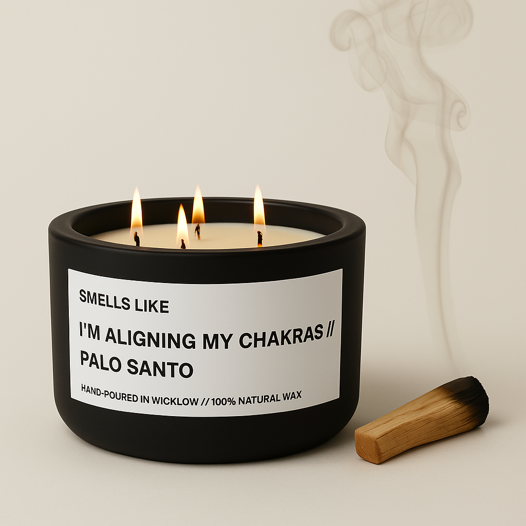 Smells Like Palo Santo Luxury Large Scented Candle - Matt Black Ceramic Candle - hand-poured candle - 100% natural Rapeseed candle wax, Coconut candle wax & Beeswax candle wax -Made in Wicklow Ireland