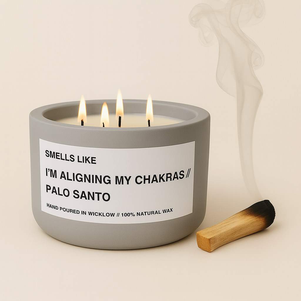 Smells Like Palo Santo Luxury Large Scented Candle - Light Grey Ceramic Candle - hand-poured candle - 100% natural Rapeseed candle wax, Coconut candle wax & Beeswax Candle wax -Made in Wicklow Ireland