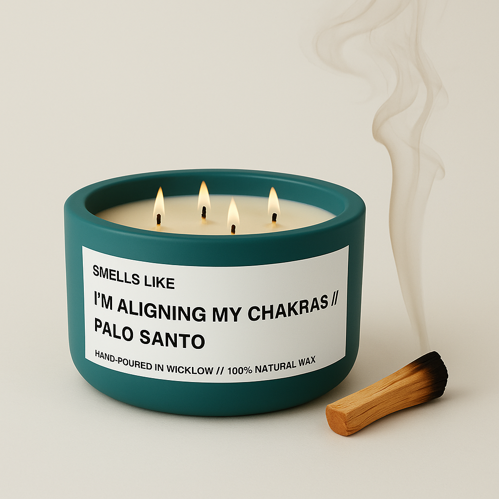 Smells Like Palo Santo Luxury Large Scented Candle - Deep Teal Ceramic Candle - hand-poured candle - 100% natural Rapeseed candle wax, Coconut candle wax & Beeswax Candle wax -Made in Wicklow Ireland