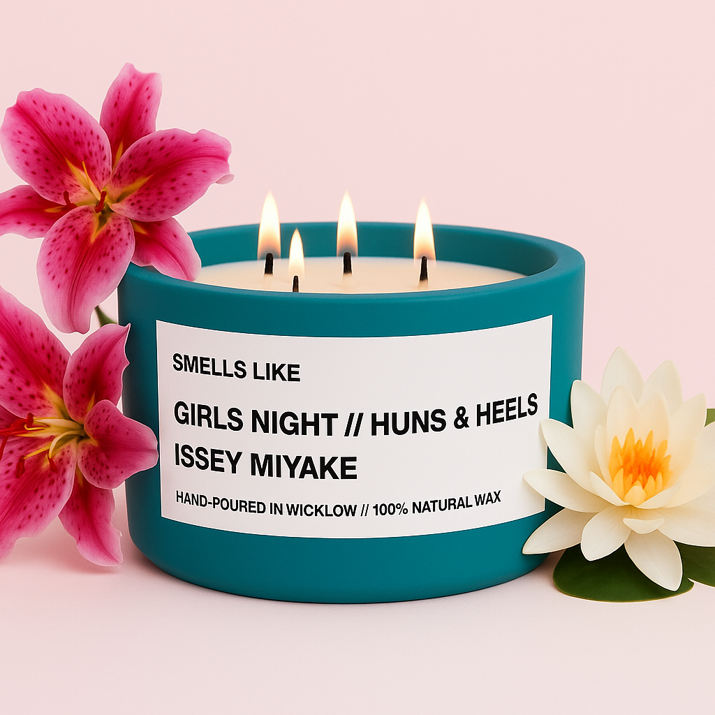 Smells Like Issey Miyake Inspired Large Scented Candle - Teal Ceramic Candle – lily, lotus, sandalwood and white musk - 100% natural Rapeseed candle wax, Coconut candle wax & Beeswax Candle wax -Made in Wicklow Ireland