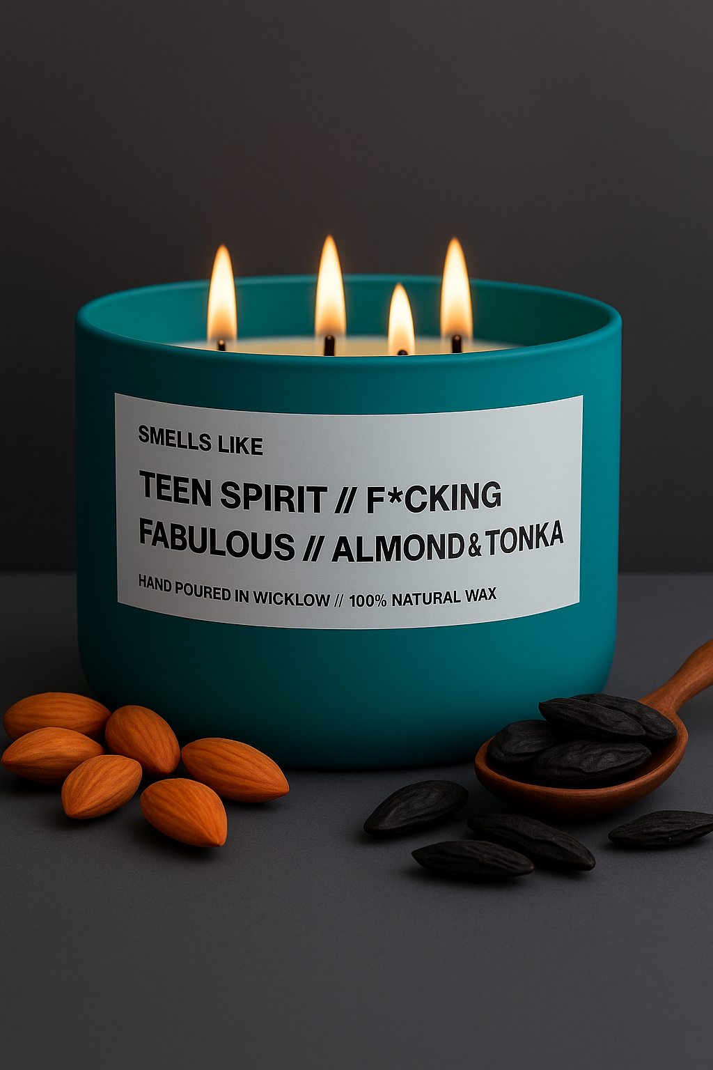 Smells Like Tom Ford F*cking Fabulous Dupe Luxury Large Scented Candle - Deep Teal Ceramic Candle - hand-poured candle - 100% natural Rapeseed candle wax, Coconut candle wax & Beeswax Candle wax -Made in Wicklow Ireland