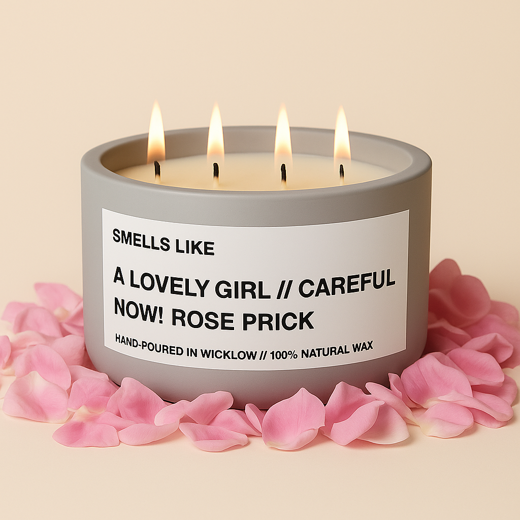 Smells Like Tom Ford Rose Prick Luxury Candle Dupe - Large Scented Candle - Light Grey Ceramic Candle - hand-poured candle - 100% natural Rapeseed candle wax, Coconut candle wax & Beeswax Candle wax -Made in Wicklow Ireland