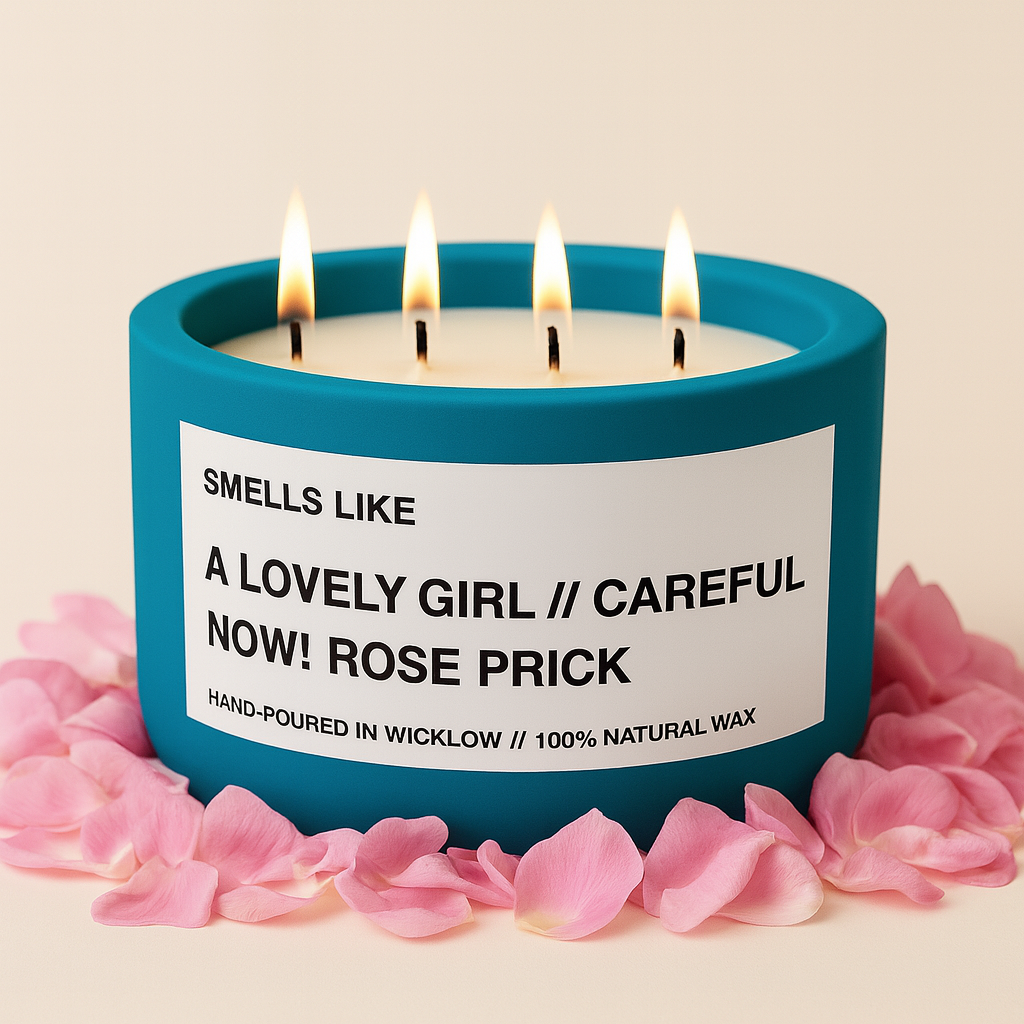 Smells Like Tom Ford Rose Prick Luxury Candle Dupe - Large Scented Candle - Deep Teal Ceramic Candle - hand-poured candle - 100% natural Rapeseed candle wax, Coconut candle wax & Beeswax Candle wax -Made in Wicklow Ireland