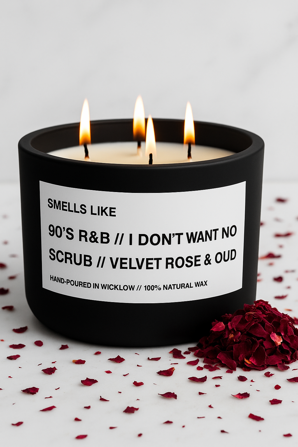 Smells Like Jo Malone Velvet Rose & Oud Dupe Large Scented Candle - Matt Black Ceramic Candle - hand-poured candle - 100% natural Rapeseed candle wax, Coconut candle wax & Beeswax candle wax -Made in Wicklow Ireland