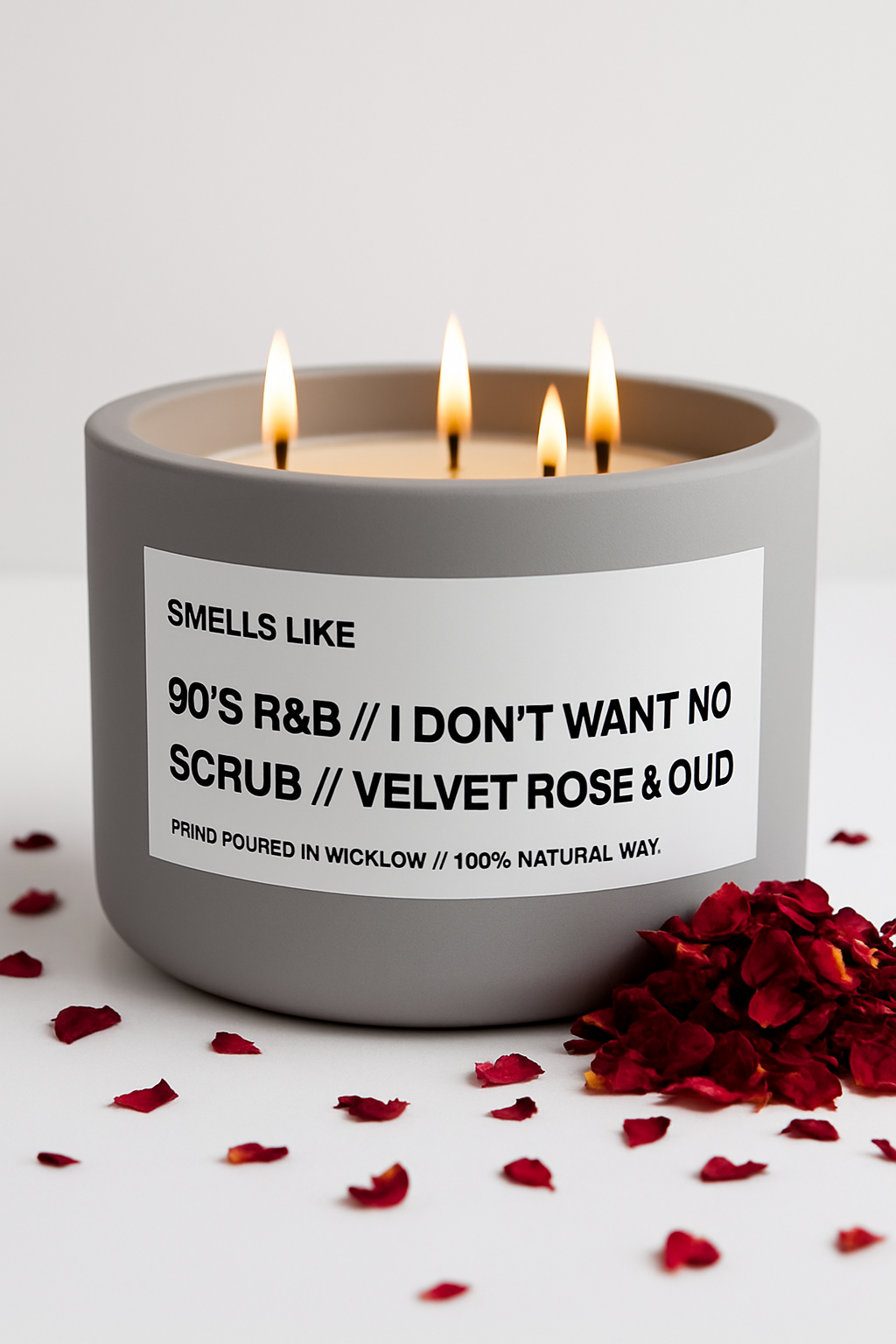 Smells Like Jo Malone Velvet Rose & Oud Dupe Large Scented Candle - Light Grey Ceramic Candle - hand-poured candle - 100% natural Rapeseed candle wax, Coconut candle wax & Beeswax Candle wax -Made in Wicklow Ireland