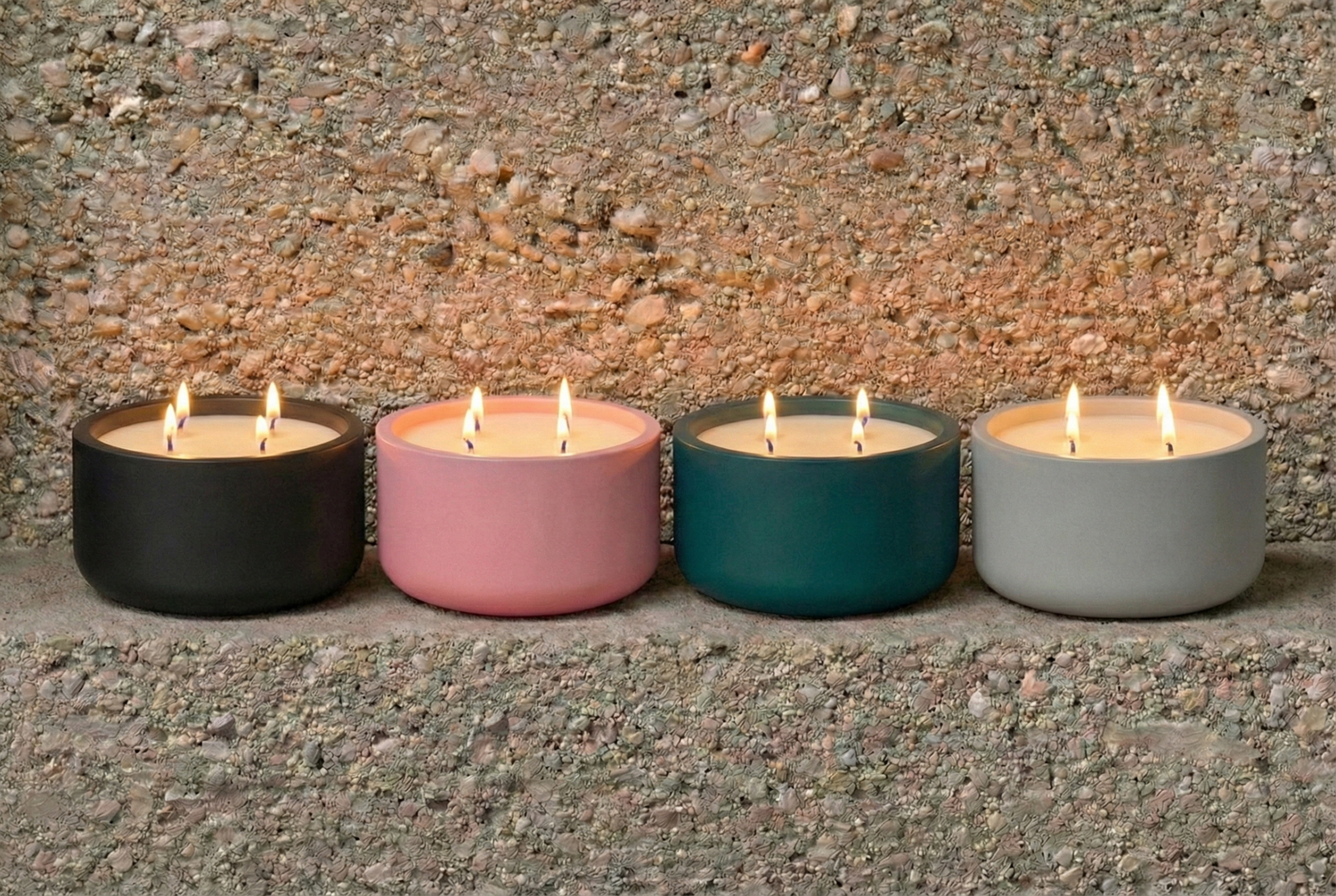 Luxury 4-wick scented candle hand-poured in Ireland with custom beeswax, rapeseed and coconut blend. designer-inspired fragrances