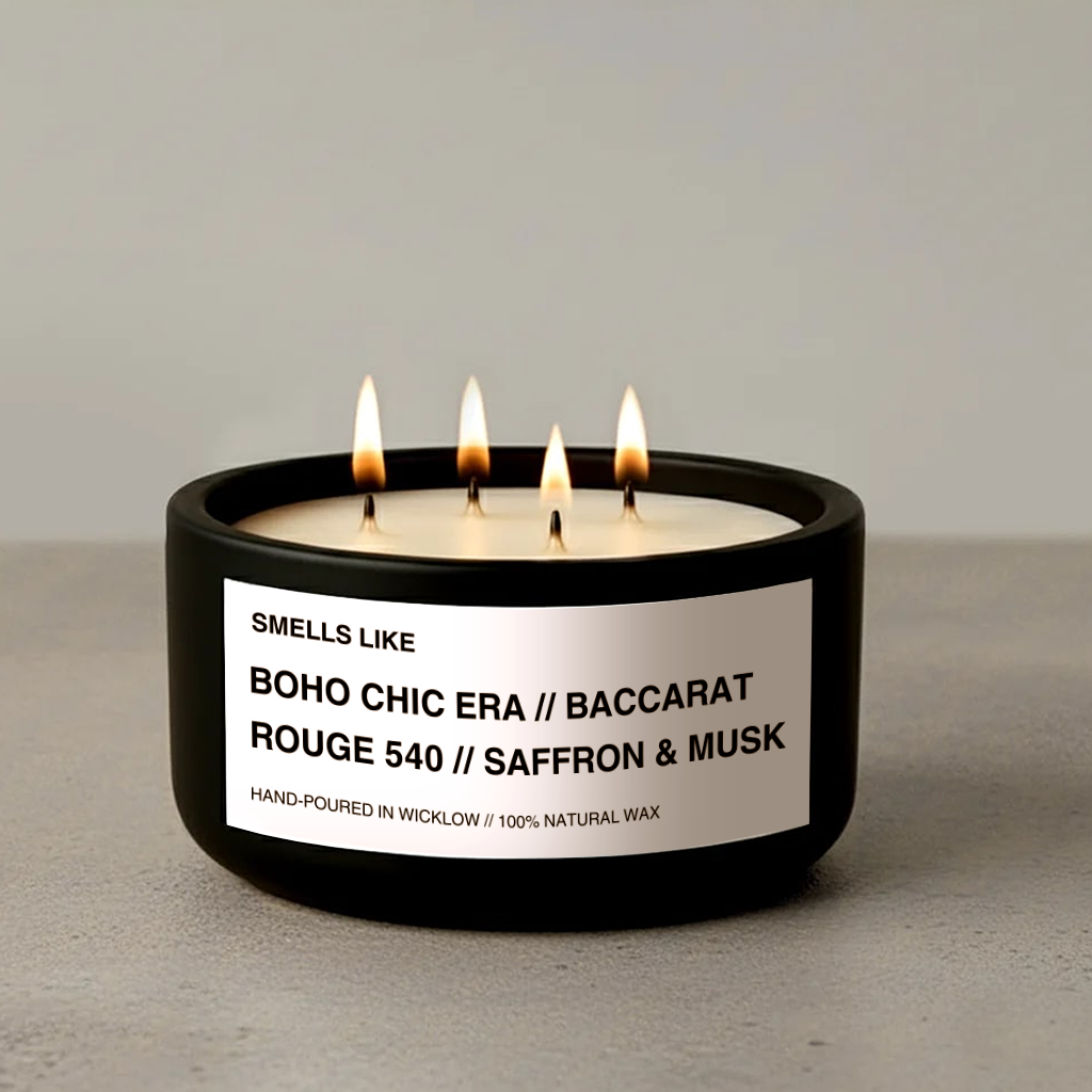 Smells Like Baccarat Rouge 540 Inspired Luxury Large Scented Candle - Matt Black Ceramic Candle - hand-poured candle - 100% natural Rapeseed candle wax,  Coconut candle wax & Beeswax candle  wax -Made in Wicklow Ireland