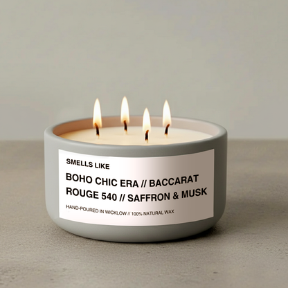 Smells Like Baccarat Rouge 540 Inspired Luxury Large Scented Candle - Light Grey Ceramic Candle - hand-poured candle - 100% natural Rapeseed candle wax, Coconut candle wax & Beeswax Candle wax -Made in Wicklow Ireland