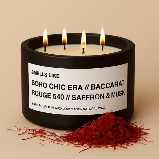 Smells Like Baccarat Rouge 540 Inspired Luxury Large Scented Candle - Matt Black Ceramic Candle - hand-poured candle - 100% natural Rapeseed candle wax,  Coconut candle wax & Beeswax candle  wax -Made in Wicklow Ireland