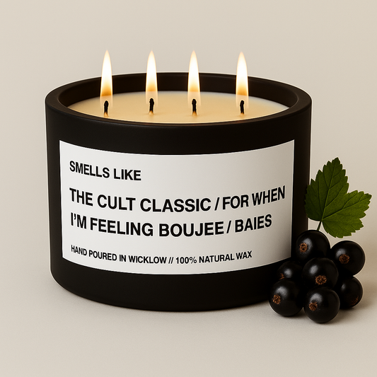 Smells Like Diptyque Baies Dupe Luxury Large Scented Candle - Matt Black Ceramic Candle - distressed leather and wild patchouli - 100% natural Rapeseed candle wax, Coconut candle wax & Beeswax Candle wax -Made in Wicklow Ireland