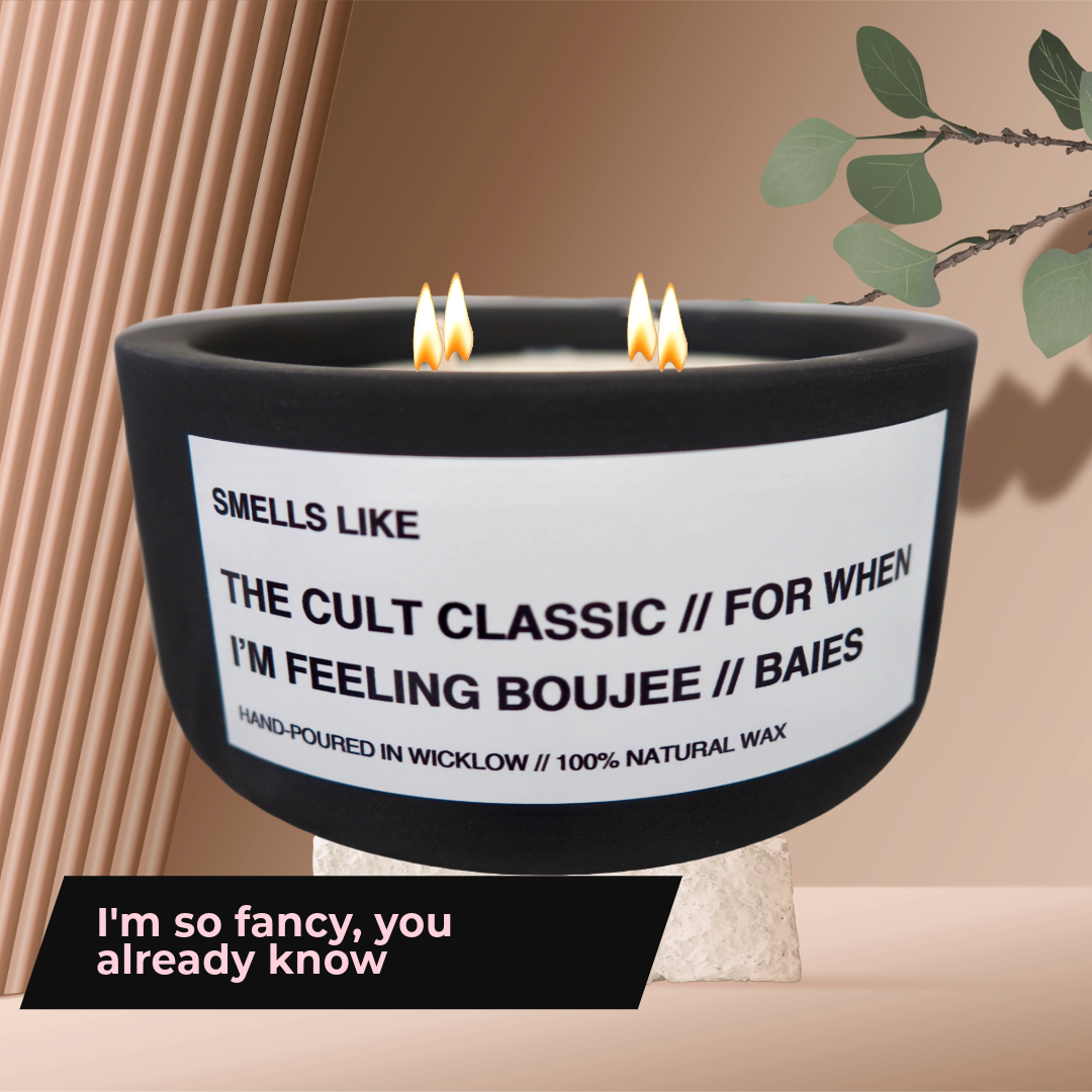 Smells Like Diptyque Baies Dupe Large Scented Candle - Matt Black Ceramic Candle - distressed leather and wild patchouli - 100% natural Rapeseed candle wax, Coconut candle wax & Beeswax Candle wax -Made in Wicklow Ireland