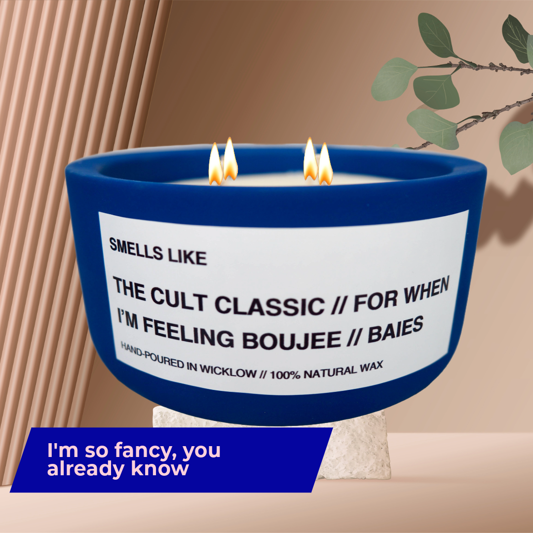 Smells Like Diptyque Baies Dupe Large Scented Candle - Blue Ceramic Candle - distressed leather and wild patchouli - 100% natural Rapeseed candle wax, Coconut candle wax & Beeswax Candle wax -Made in Wicklow Ireland