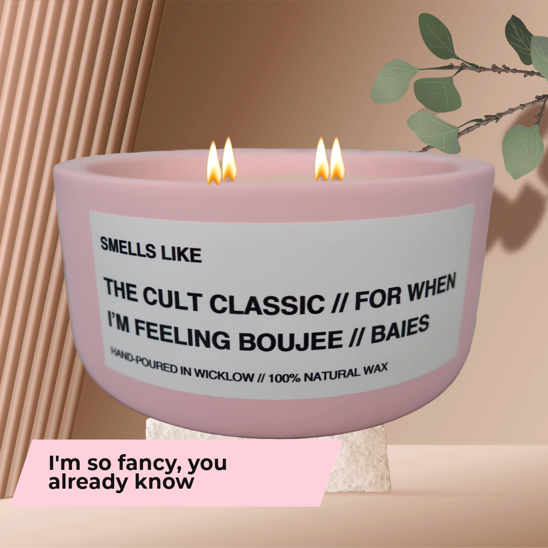 Smells Like Diptyque Baies Dupe Large Scented Candle - Baby Pink Ceramic Candle - distressed leather and wild patchouli - 100% natural Rapeseed candle wax, Coconut candle wax & Beeswax Candle wax -Made in Wicklow Ireland