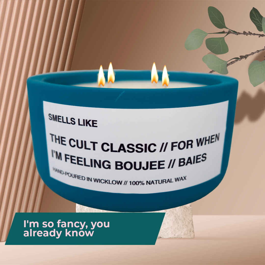 Smells Like Diptyque Baies Dupe Large Scented Candle - Teal Ceramic Candle - distressed leather and wild patchouli - 100% natural Rapeseed candle wax, Coconut candle wax & Beeswax Candle wax -Made in Wicklow Ireland