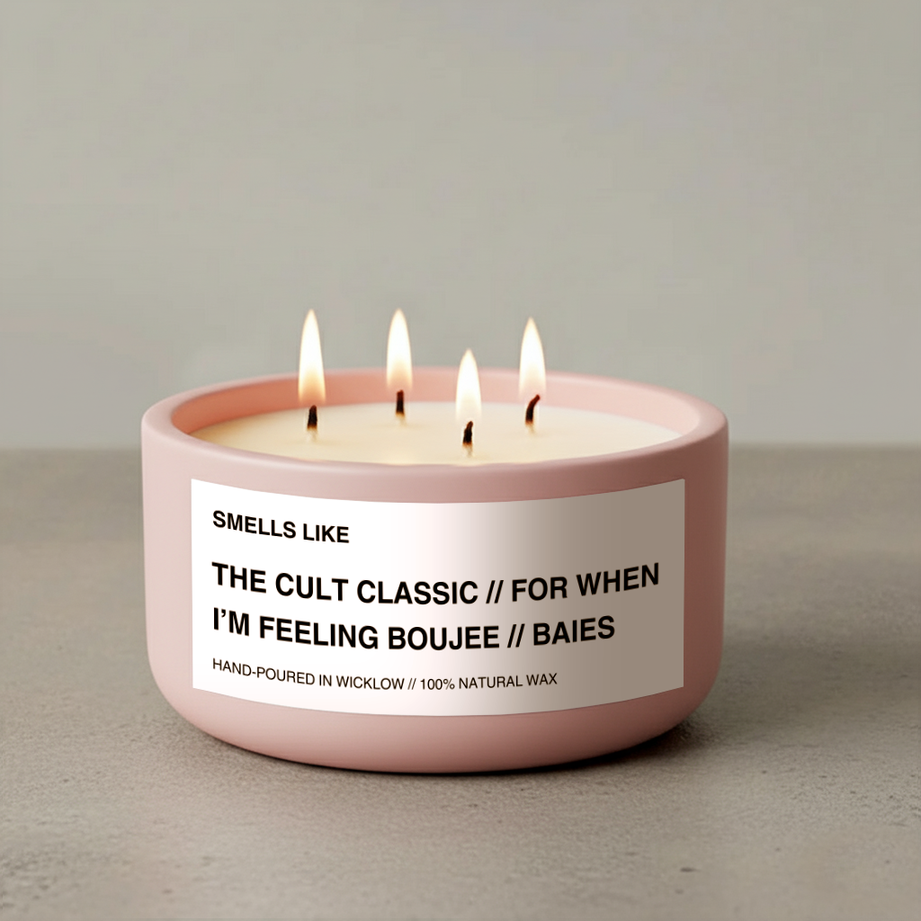 Smells Like Diptyque Baies Dupe Luxury Large Scented Candle - Baby Pink Ceramic Candle - distressed leather and wild patchouli - 100% natural Rapeseed candle wax, Coconut candle wax & Beeswax Candle wax -Made in Wicklow Ireland