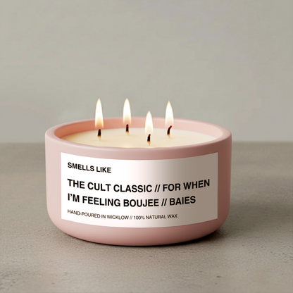 Smells Like Diptyque Baies Dupe Luxury Large Scented Candle - Baby Pink Ceramic Candle - distressed leather and wild patchouli - 100% natural Rapeseed candle wax, Coconut candle wax & Beeswax Candle wax -Made in Wicklow Ireland