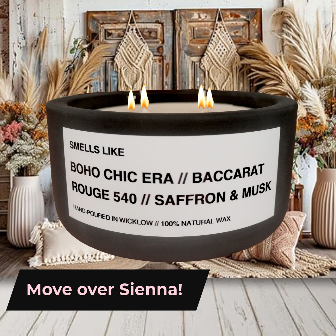 Smells Like Baccarat Rouge 540 Inspired Large Scented Candle - Matt Black Ceramic Candle - hand-poured candle - 100% natural Rapeseed candle wax,  Coconut candle wax & Beeswax candle  wax -Made in Wicklow Ireland