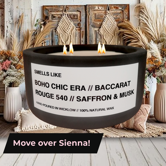 Smells Like Baccarat Rouge 540 Inspired Large Scented Candle - Matt Black Ceramic Candle - hand-poured candle - 100% natural Rapeseed candle wax,  Coconut candle wax & Beeswax candle  wax -Made in Wicklow Ireland