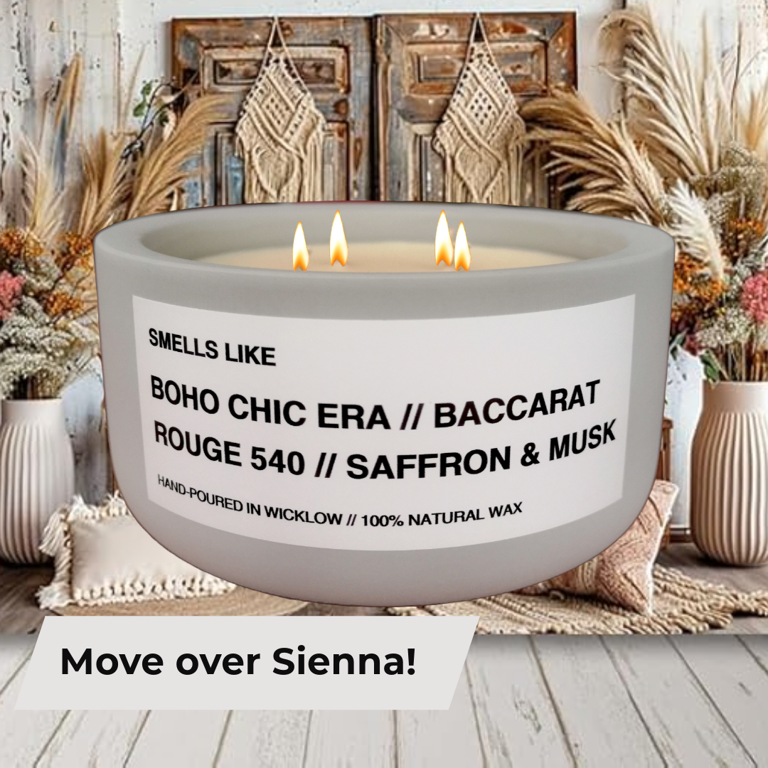 Smells Like Baccarat Rouge 540 Inspired Large Scented Candle - Light Grey Ceramic Candle - hand-poured candle - 100% natural Rapeseed candle wax, Coconut candle wax & Beeswax Candle wax -Made in Wicklow Ireland
