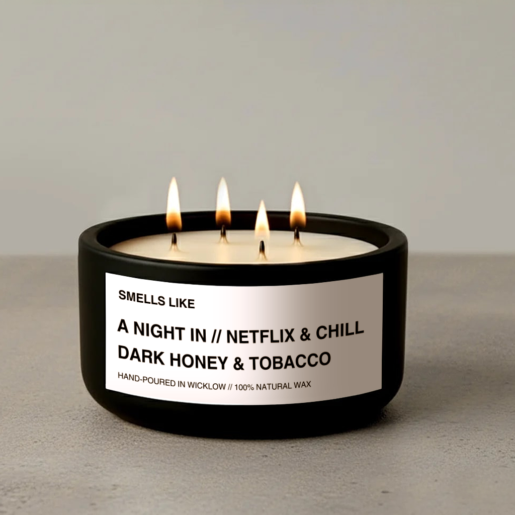 Smells Like Dark honey & tobacco Large Scented Candle - Matt Black Ceramic Candle - hand-poured candle - 100% natural Rapeseed candle wax, Coconut candle wax & Beeswax Candle wax -Made in Wicklow Ireland