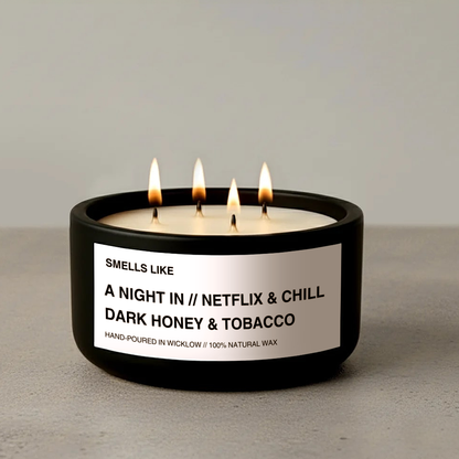 Smells Like Dark honey & tobacco Large Scented Candle - Matt Black Ceramic Candle - hand-poured candle - 100% natural Rapeseed candle wax, Coconut candle wax & Beeswax Candle wax -Made in Wicklow Ireland