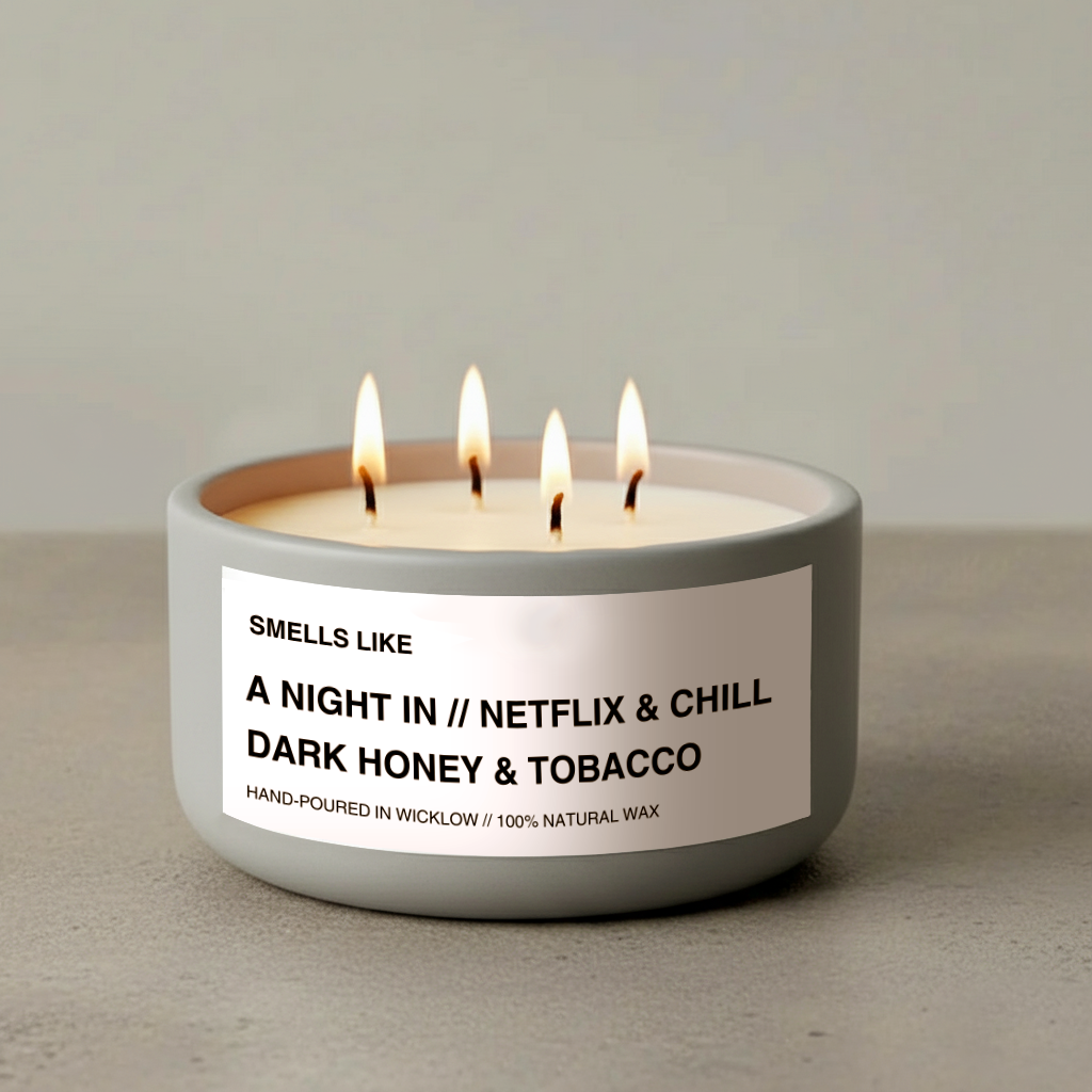 Smells Like Dark honey & tobacco Large Scented Candle - Light Grey Ceramic Candle - hand-poured candle - 100% natural Rapeseed candle wax, Coconut candle wax & Beeswax Candle wax -Made in Wicklow Ireland