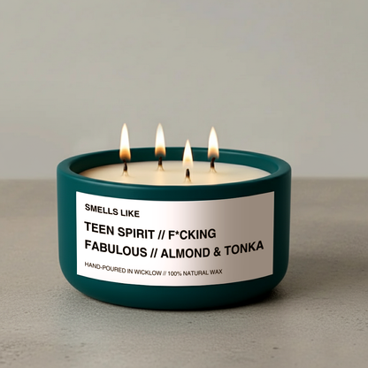 Smells Like Tom Ford F*cking Fabulous Dupe Luxury Large Scented Candle - Deep Teal Ceramic Candle - hand-poured candle - 100% natural Rapeseed candle wax, Coconut candle wax & Beeswax Candle wax -Made in Wicklow Ireland