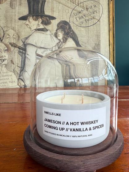 Smells Like Jameson Irish Whiskey Large Scented Candle - Light Grey Ceramic Candle – vanilla , sherry and spices - 100% natural Rapeseed candle wax, Coconut candle wax & Beeswax Candle wax -Made in Wicklow Ireland