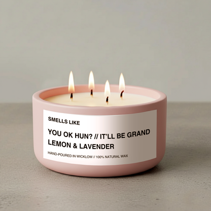 Smells Like It'll Be Grand Large Scented Candle - Baby Pink Ceramic Candle – lemon and lavender - 100% natural Rapeseed candle wax, Coconut candle wax & Beeswax Candle wax -Made in Wicklow Ireland
