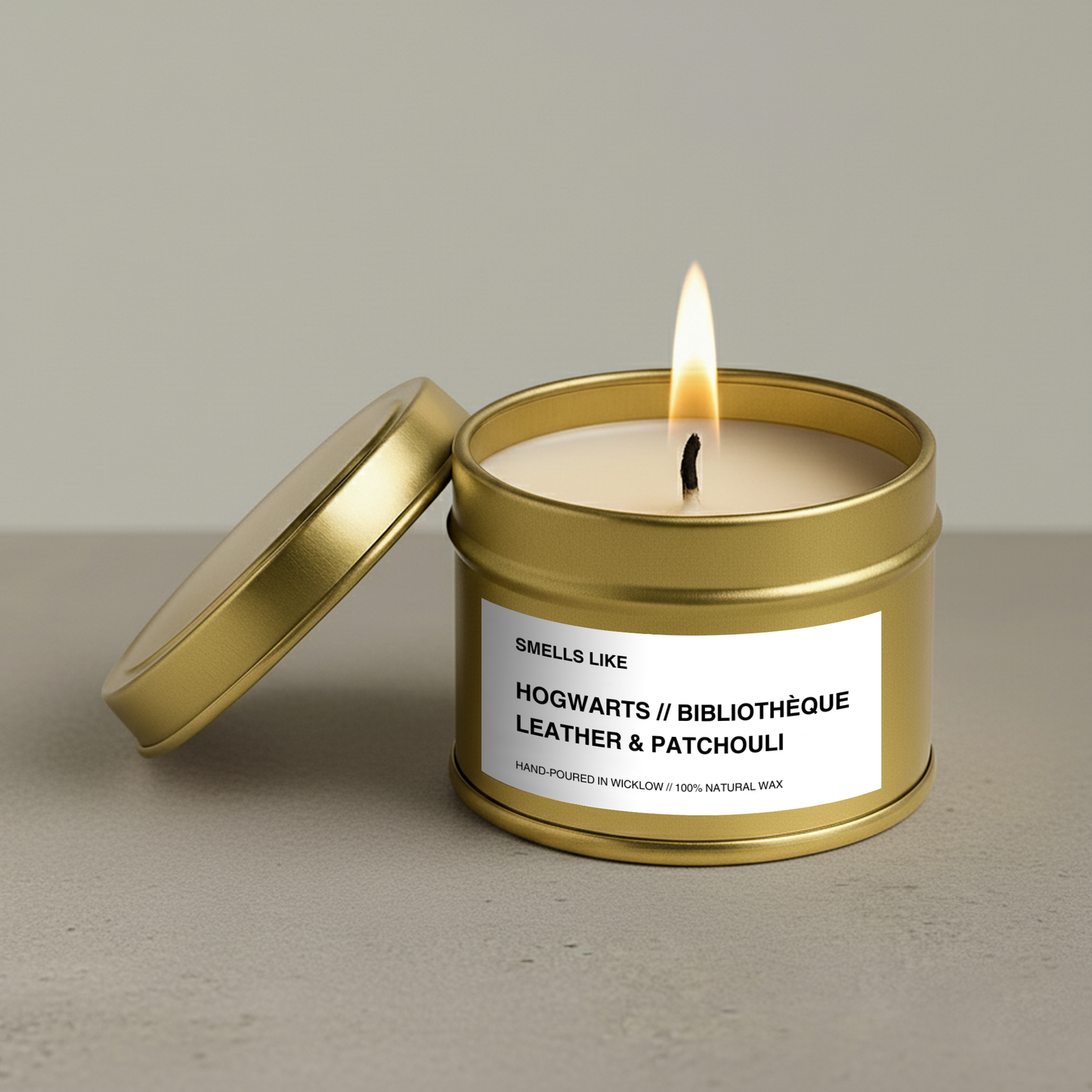 Smells Like Byredo Bibliotheque Dupe Scented Candle – Gold Tin Candle - hand-poured candle - 100% natural Rapeseed Candle Wax, Coconut Candle Wax & Beeswax Candle Wax -Made in Wicklow Ireland