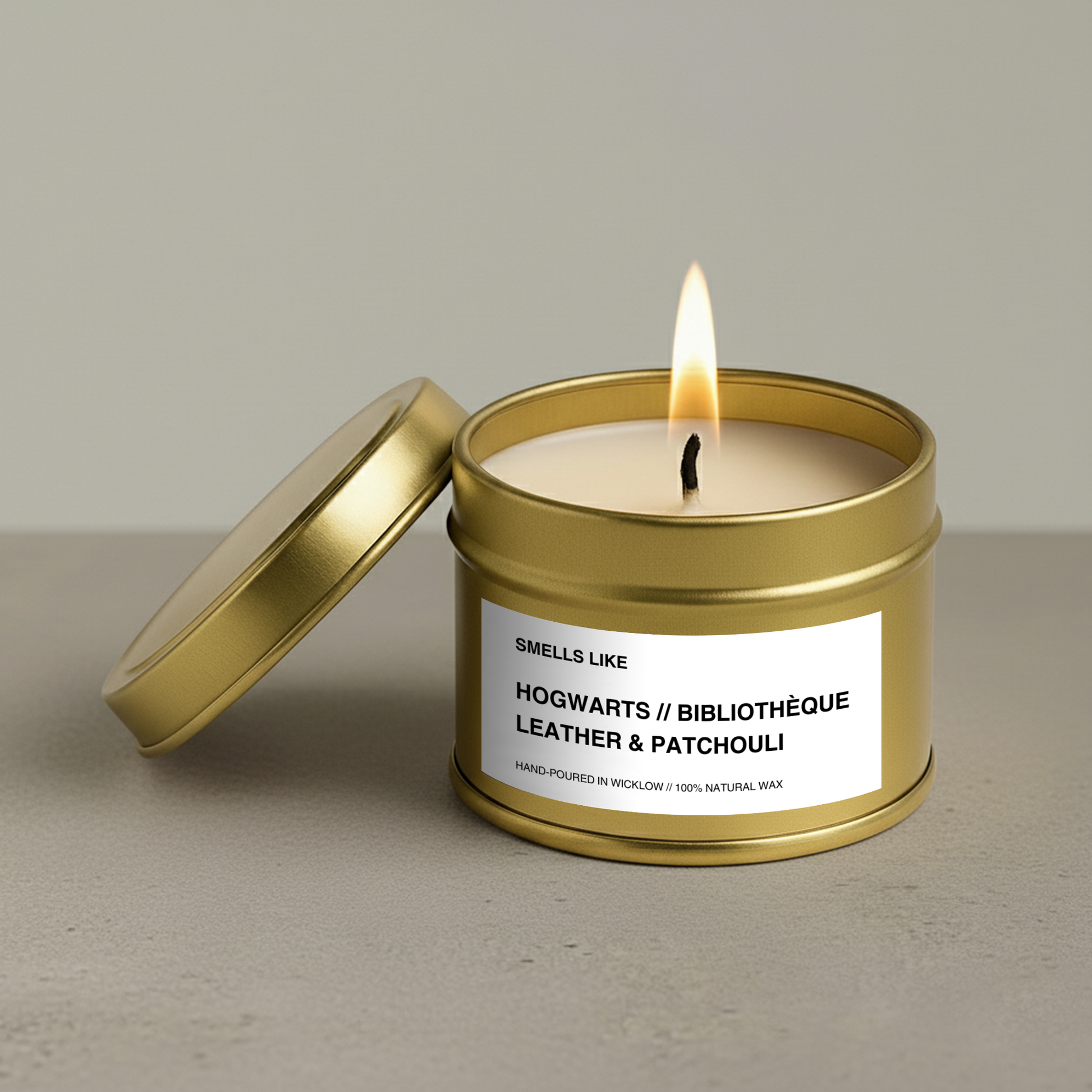 Smells Like Byredo Bibliotheque Dupe Scented Candle – Gold Tin Candle - hand-poured candle - 100% natural Rapeseed Candle Wax, Coconut Candle Wax & Beeswax Candle Wax -Made in Wicklow Ireland