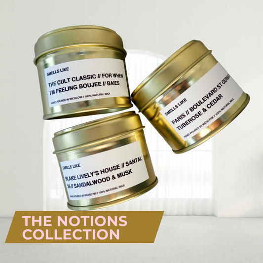 Smells Like Scented Candles – Notions Candle Connoisseur Collection - hand-poured candle - 100% natural Rapeseed Candle Wax, Coconut Candle Wax & Beeswax Candle Wax -Made in Wicklow Ireland