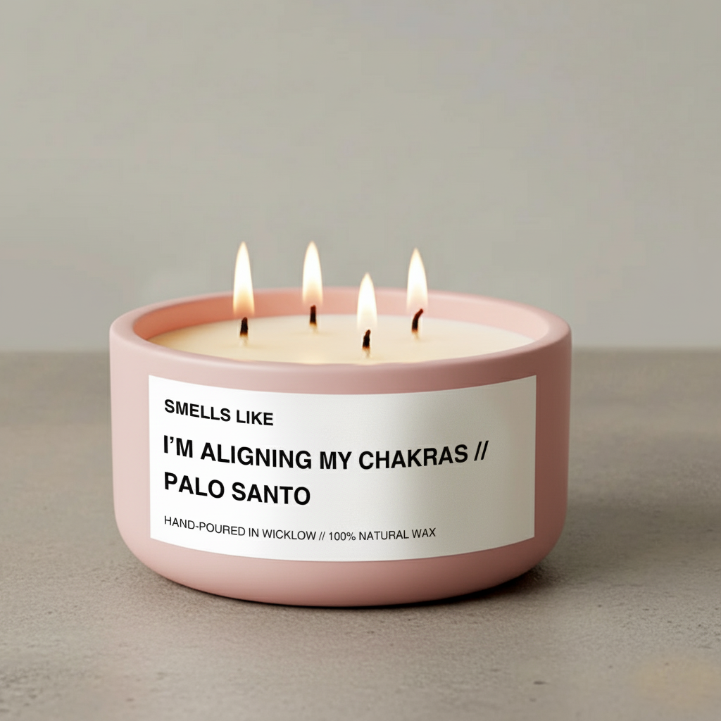 Smells Like Palo Santo Luxury Large Scented Candle - Baby Pink Ceramic Candle - hand-poured candle - 100% natural Rapeseed candle wax, Coconut candle wax & Beeswax Candle wax - Made in Wicklow Ireland