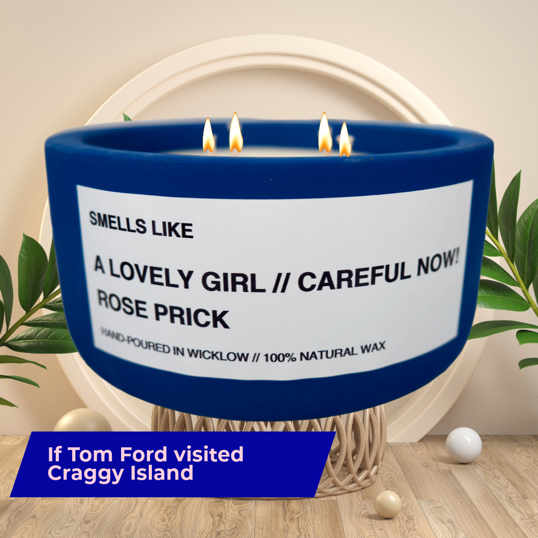 Smells Like Tom Ford Rose Prick Candle Dupe - Large Scented Candle - Electric Blue Ceramic Candle - hand-poured candle - 100% natural Rapeseed candle wax, Coconut candle wax & Beeswax Candle wax -Made in Wicklow Ireland