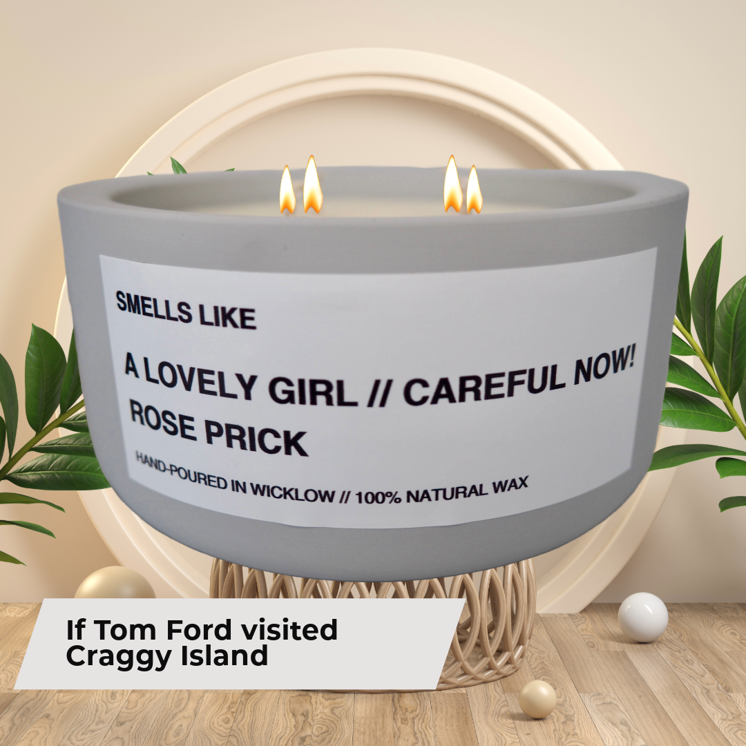 Smells Like Tom Ford Rose Prick Candle Dupe - Large Scented Candle - Light Grey Ceramic Candle - hand-poured candle - 100% natural Rapeseed candle wax, Coconut candle wax & Beeswax Candle wax -Made in Wicklow Ireland